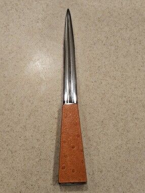 RARE VINTAGE DEL CONTE ITALY OSTRICH WOOD SILVER OFFICE DESK LETTER MAIL OPENER